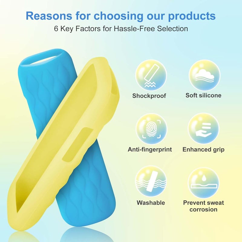 ENJOYLink for Roku Remote Cover,Compatible with All Roku TV Remote Glow in The Dark Silicone Protective Case Yellow and Blue 2-Pack - Image 2